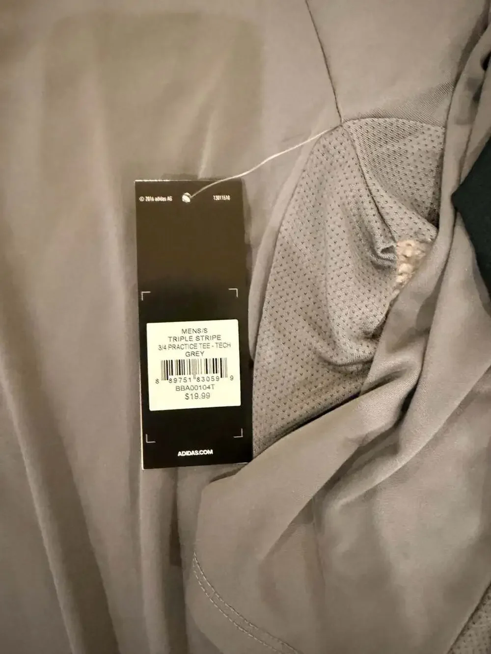 Adidas Men's S Triple Stripe 3/4 Practice Tee Tech